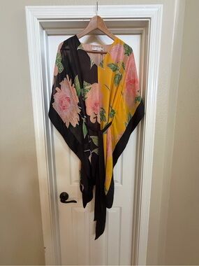 Trina Turk "Love Caftan" Floral Print Chiffon Dress